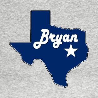 City of Bryan Texas Lone Star State Map Navy Blue T-Shirt